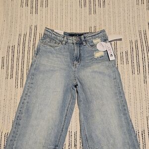 Joe's Jeans Light Blue Wide-Leg Distressed Jeans